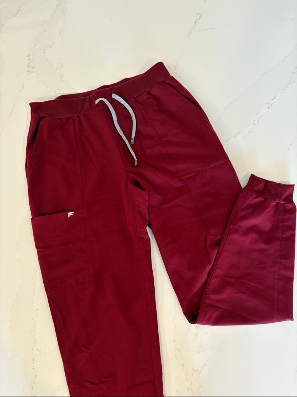 Fabletics ION Scrub Burgundy Drawstring Jogger Pants Size Large